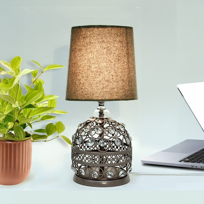 StoneLite Earthy Metal Table Lamp - Grey