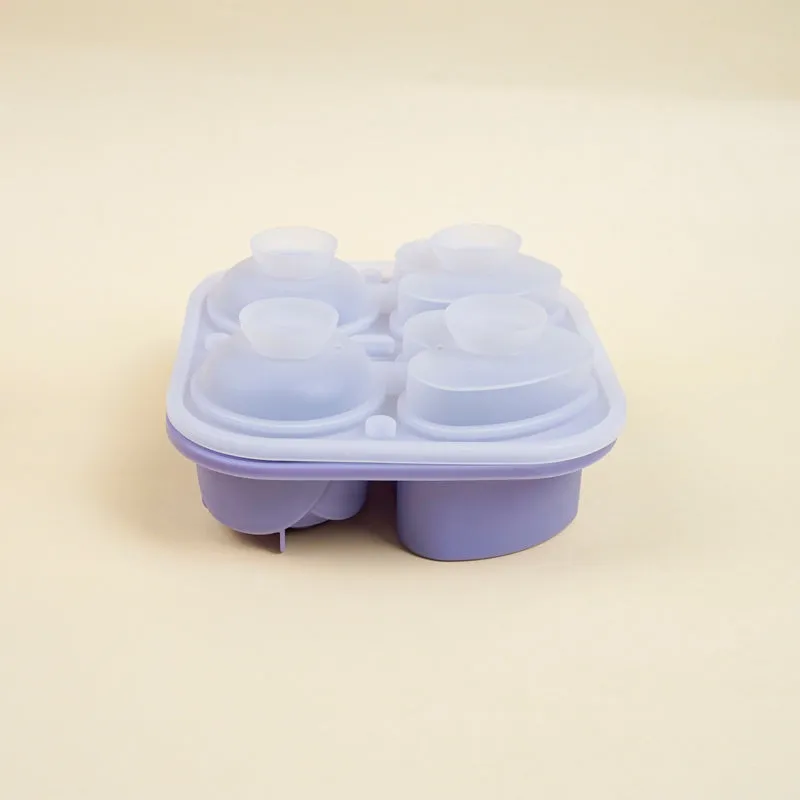 Rose Heart Silicone 4-Cube Ice Mould - Blue media 5