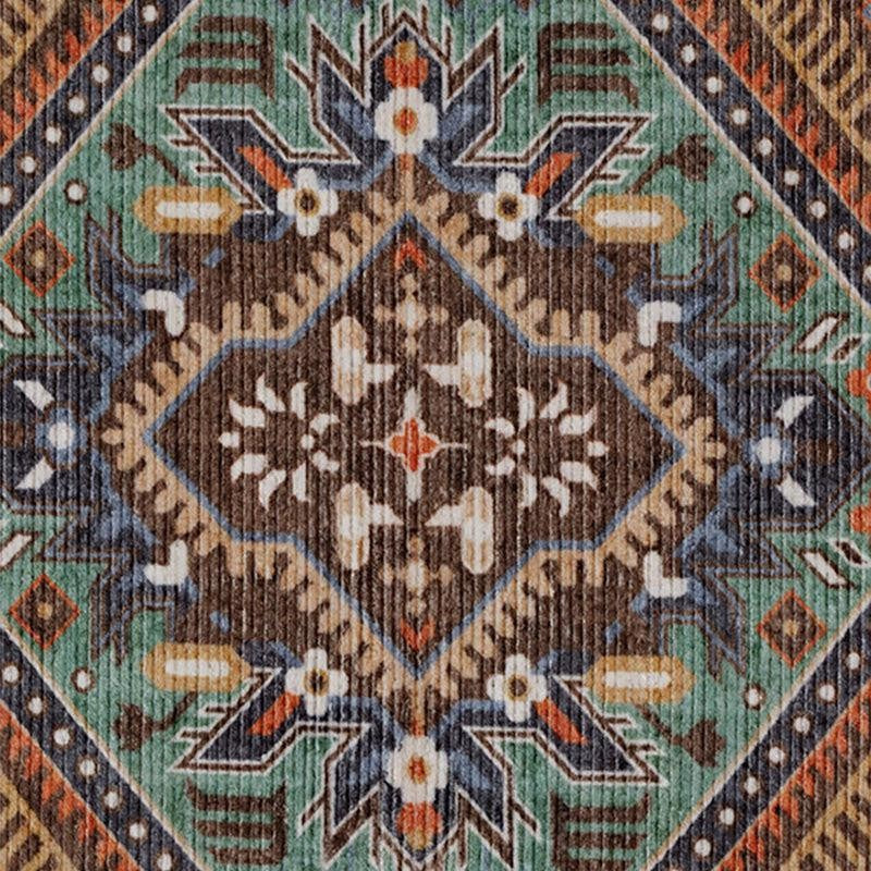 Noah Ethnic Polyester Carpet - Brown & Green media 6