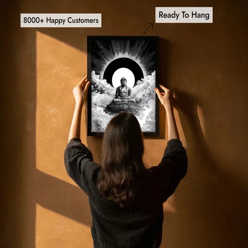 Buddha Calm Aura Wall Painting With Black Frame media 7