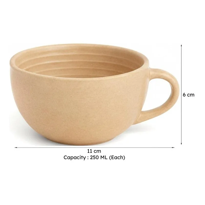 Cuddle Ceramic Tea Cup (250 mL Each),Brown) - Set Of Four media 7