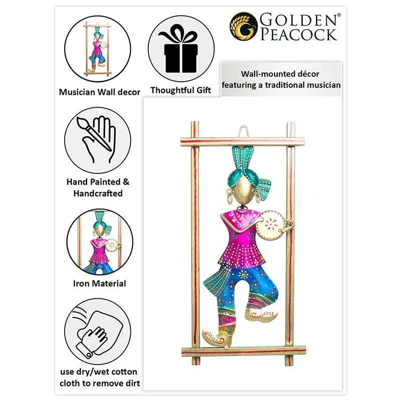 Folk Musician Iron Wall Accent - Blue,Pink media 3