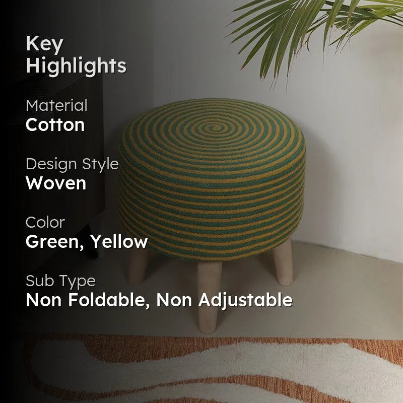 Junis Striped Juco Ottoman - Green & Yellow media 2