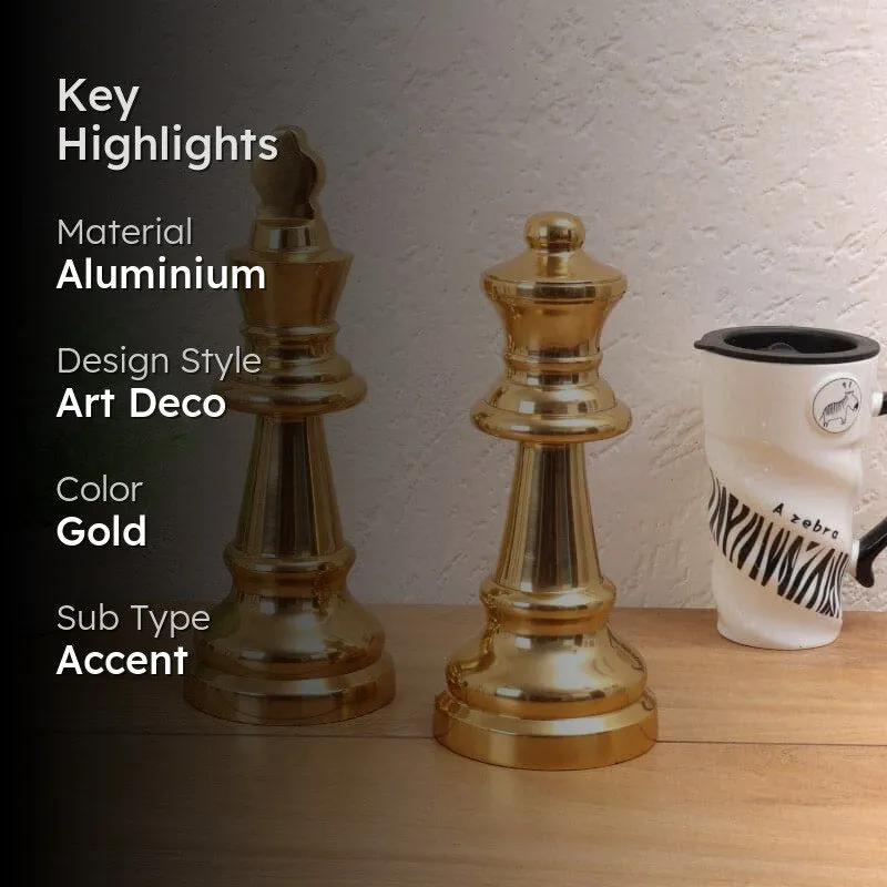 Chess Charm King Showpiece (Gold) - Set Of Two media 2