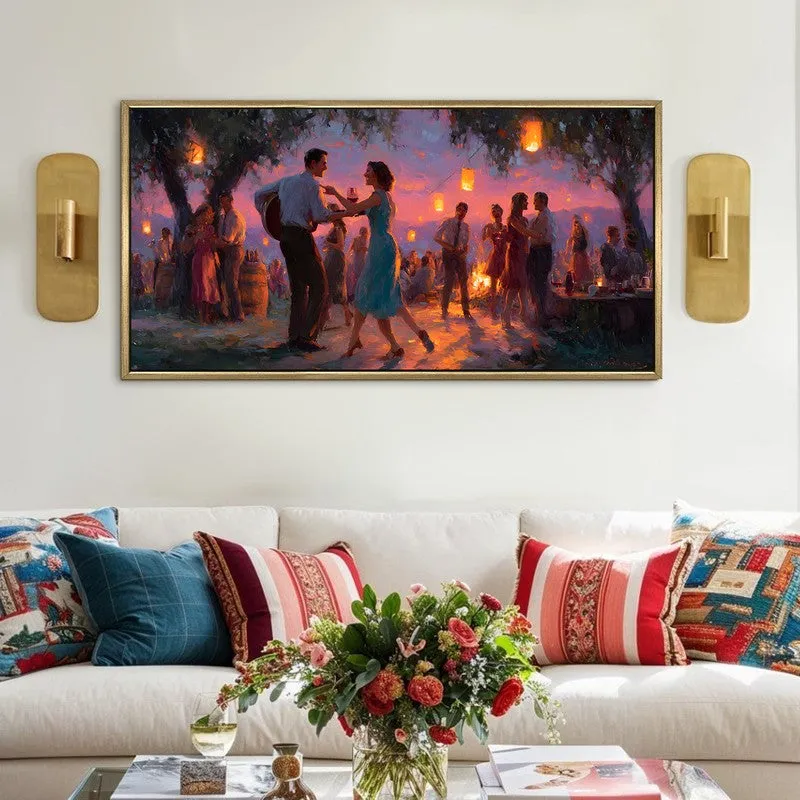 Moonlit Revelry Canvas Wall Painting With Frame media 1