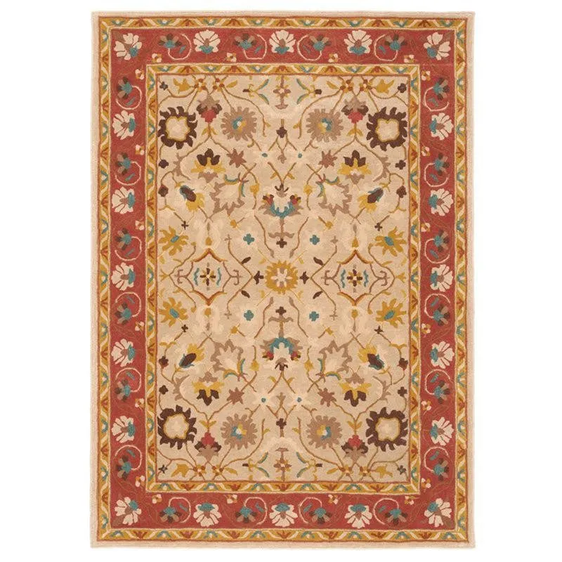 Ahriman Hand Tufted Ethnic Wool & Nylon Carpet - Beige media 1