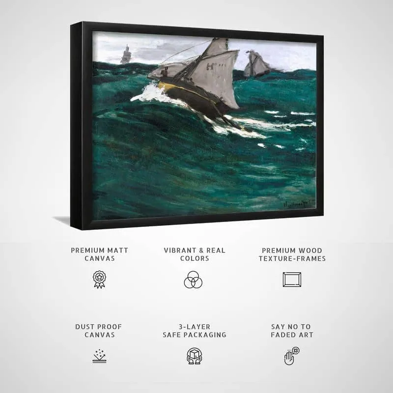 The Green Wave 1867 By Claude Monet - Black Frame media 3