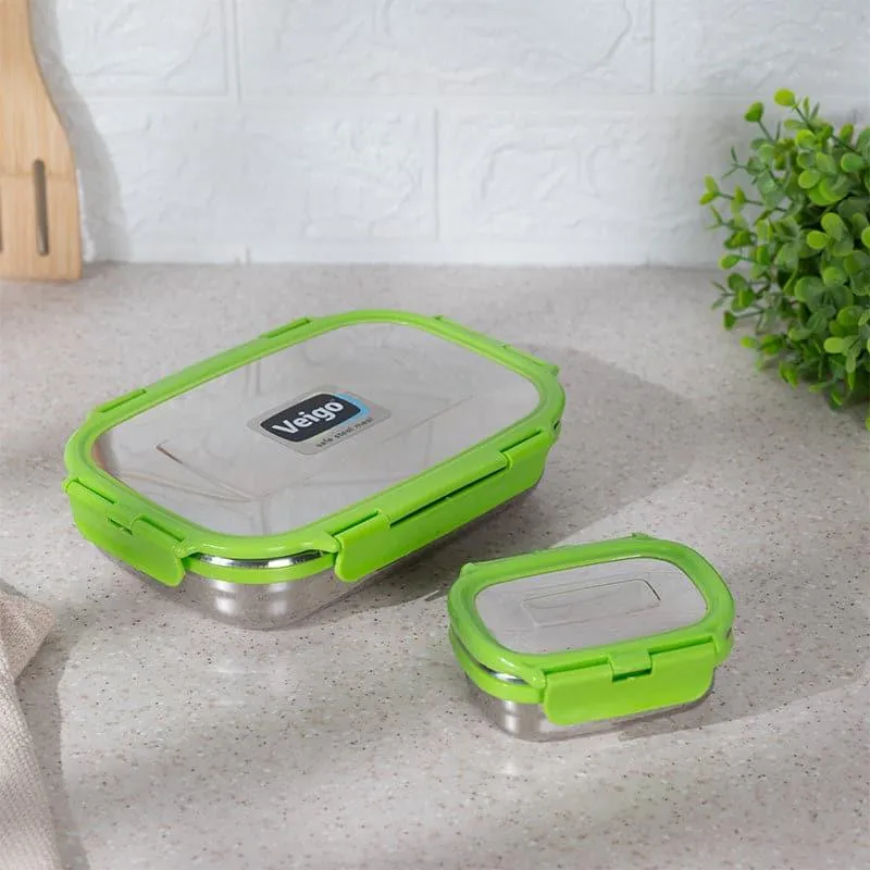 Vidora Green Stainless Steel Lunch Box (775/150 mL) - Two Piece Set media 4