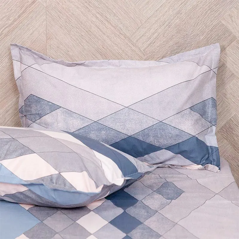 Jora Geometric Cotton Bedsheet (Blue) - 144 TC media 4