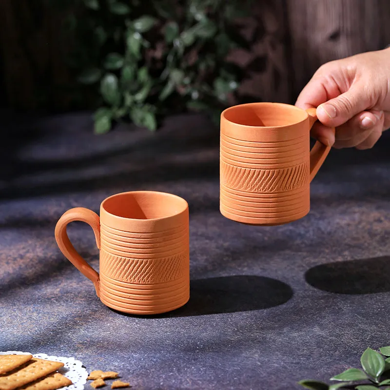 Srinda Terracotta Coffee Mug (250 mL Each) - Set of Two media 1