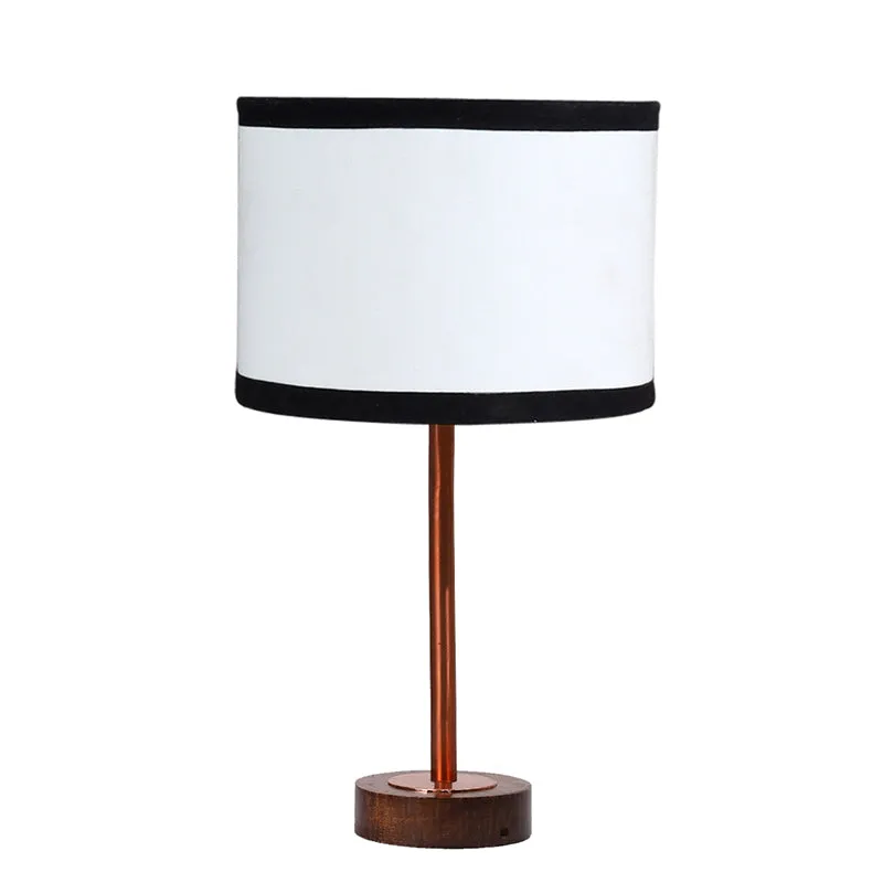 Cotin I Stripe Rodin Wooden Table Lamp - White,Copper,Brown media 4