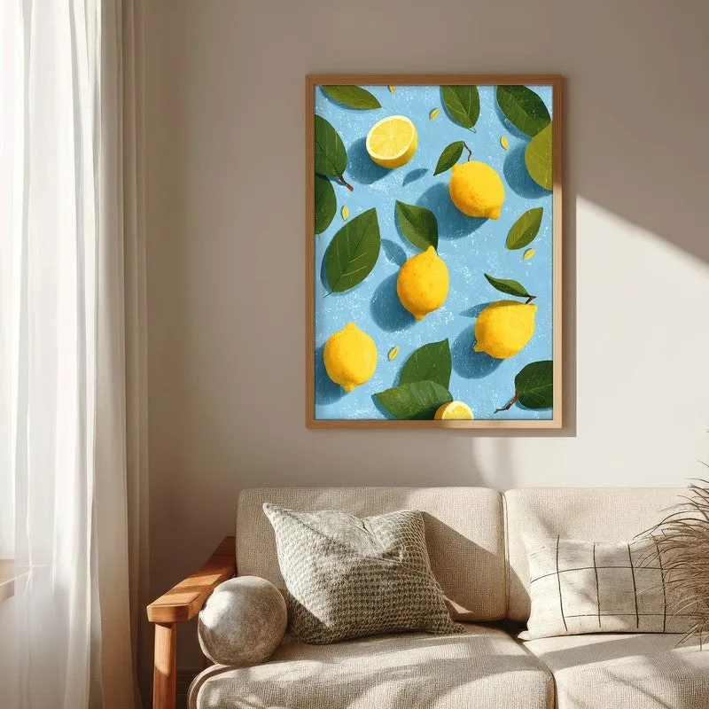 Lemon Study Canvas Wall Painting - Brown Frame media 6