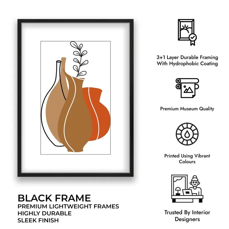 Earthen Jars Canvas Wall Painting With Black Frame media 12