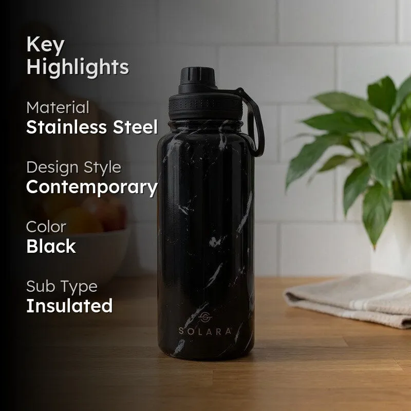 Solara Insulated Stainless Steel Bottle (1000 mL) - Black,White media 2