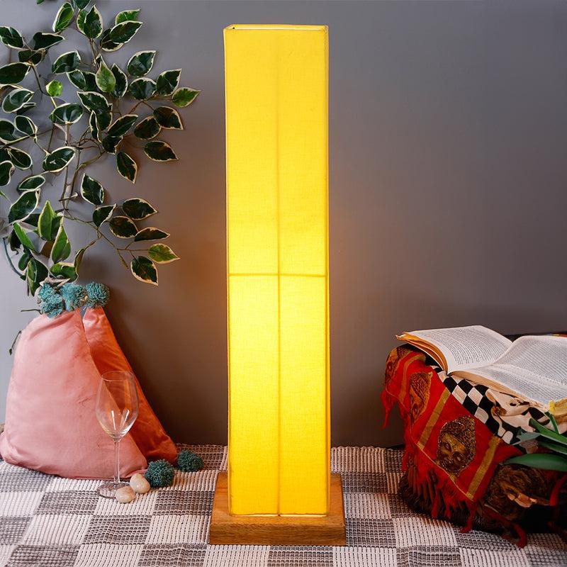 Miya Wooden Tower Floor Lamp - Yellow