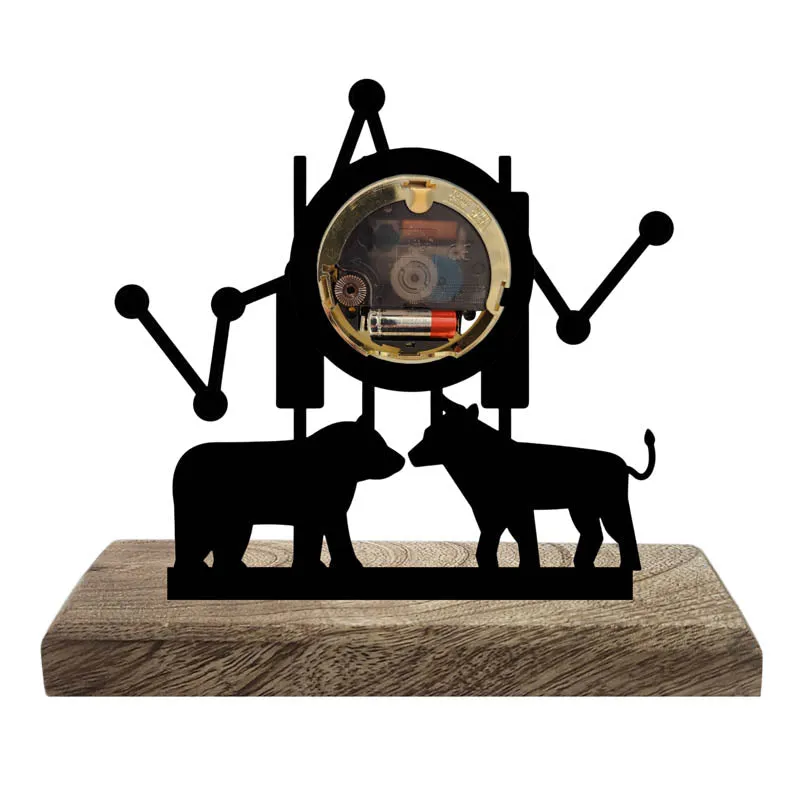 Tides Of Fortune Iron & Mango Wood Table Clock media 4