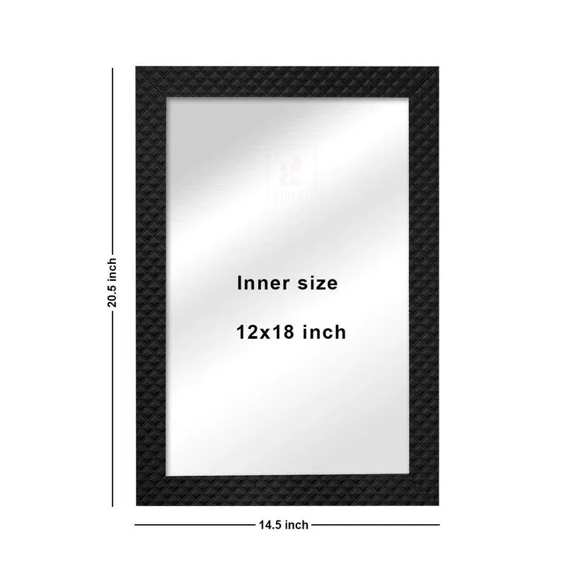 Obsidian Grid Wall Mirror With Wooden Frame media 7