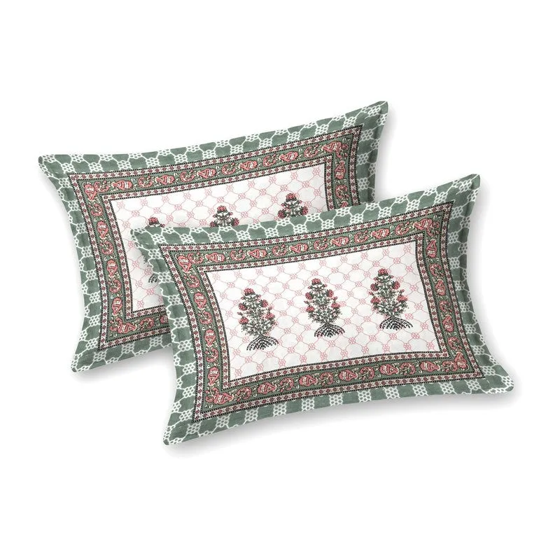Gridon Cotton Bedsheet (White,Rust) - 240 TC media 4