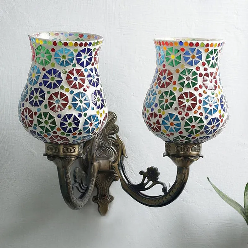 Zava Twinner Mosaic Glass & Metal Wall Lamp media 3