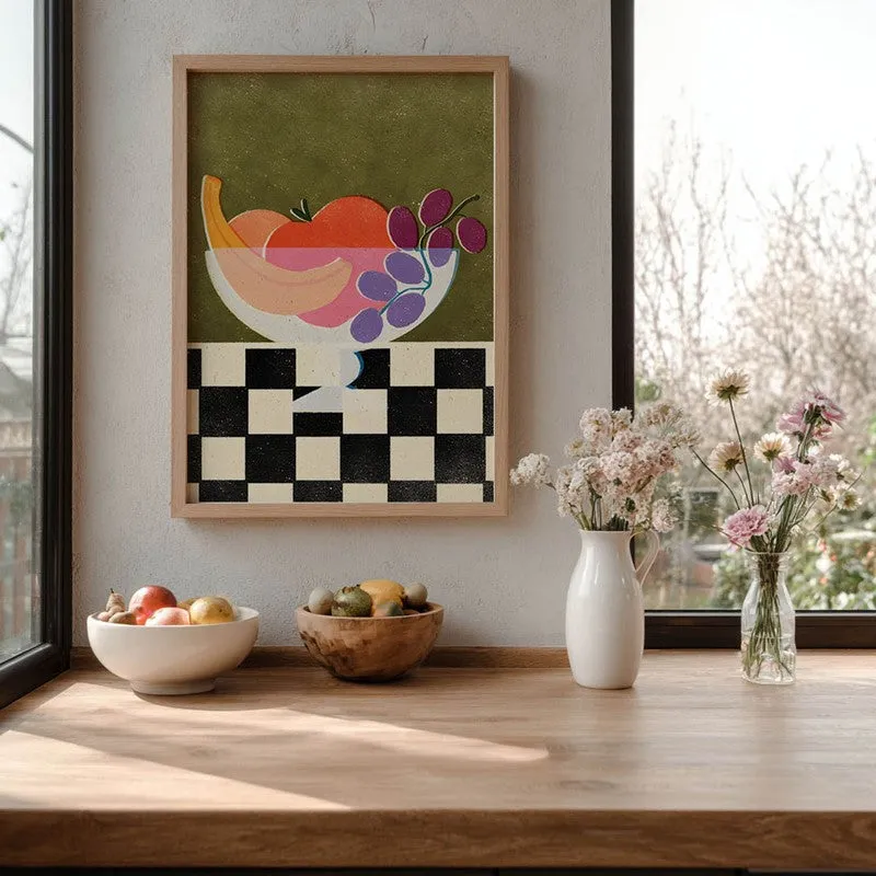 Check Bowl Archival Canvas Wall Art - Brown media 6