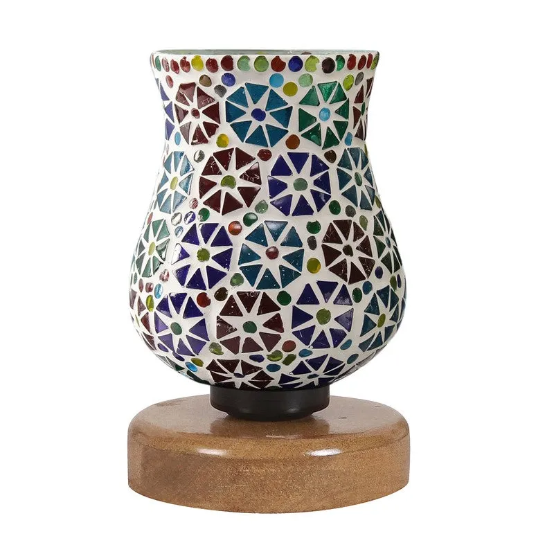 Aureline Mosaic Glass Table Lamp With Wooden Base - Multicolor media 5