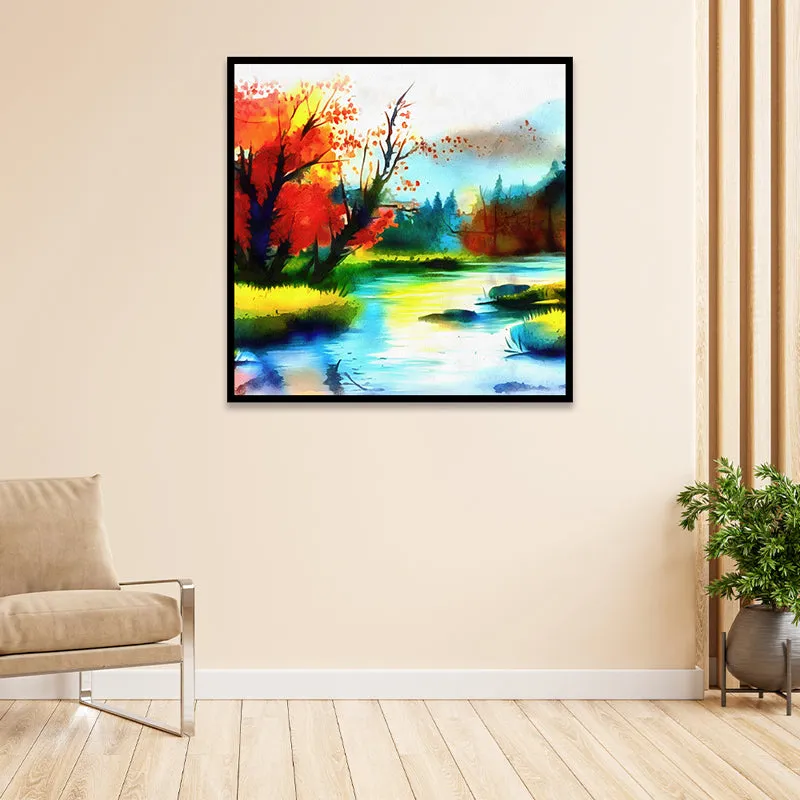 Psych Landscape Canvas Wall Art With Frame media 5