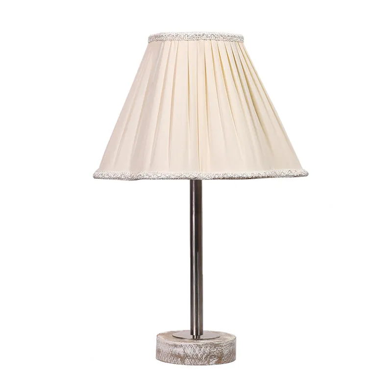 Pleatra Rodin Wooden Table Lamp - White,Silver media 4
