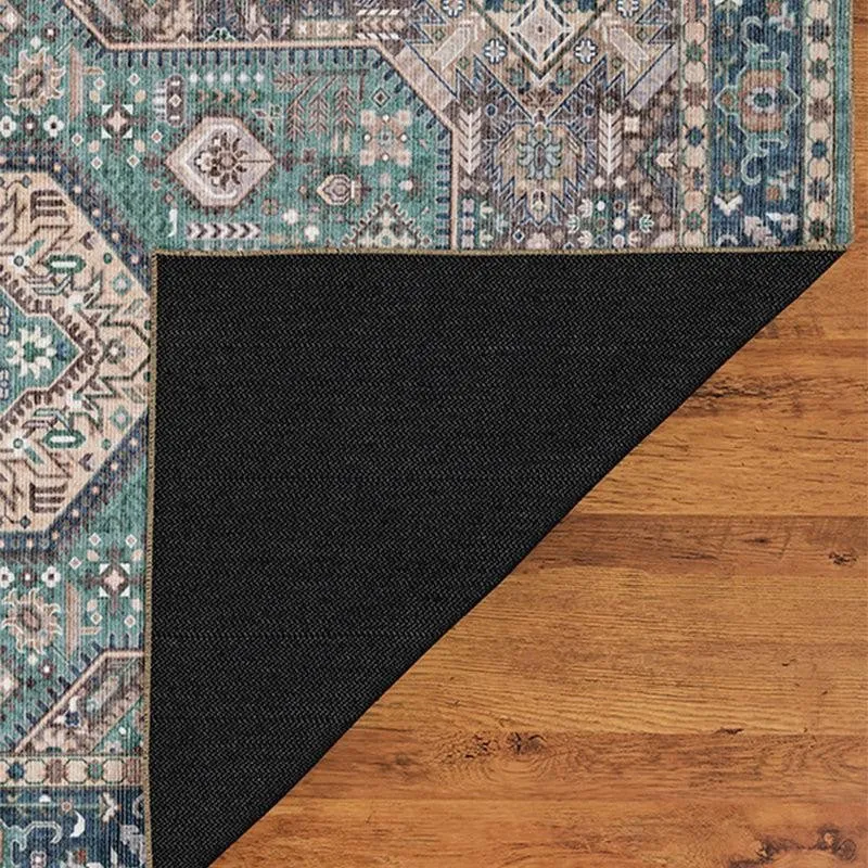 Noah Ethnic Polyester Carpet - Teal media 7