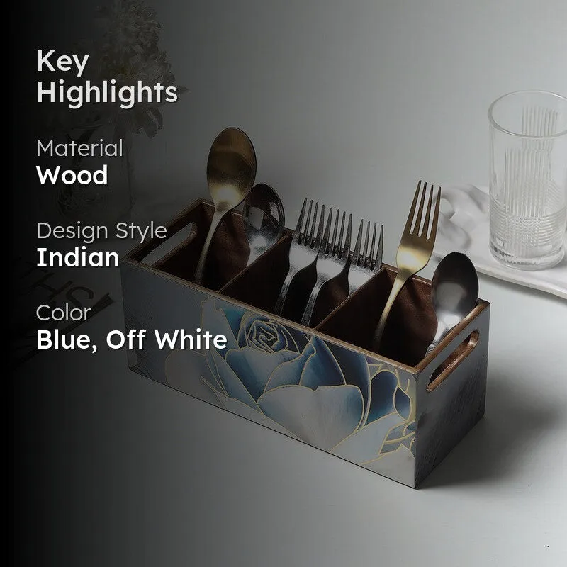 Rosy Wooden Cutlery Holder media 2