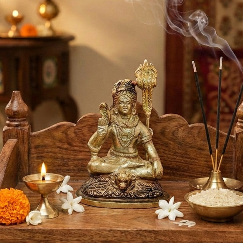 Lord Shiva Divine Brass Idol media 5