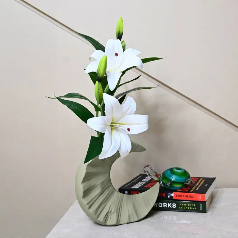 Lunar Half Moon Ceramic Vase - Green media 1