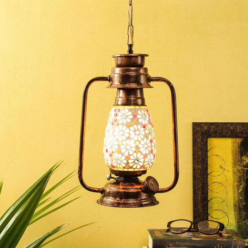 Admya Mosaic Lantern Glass Ceiling Lamp - Copper media 3
