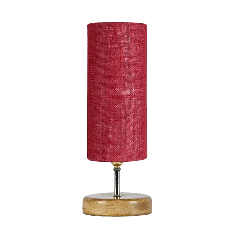 Hisha Wooden Table Lamp With Jute Shade - Maroon,Brown media 4