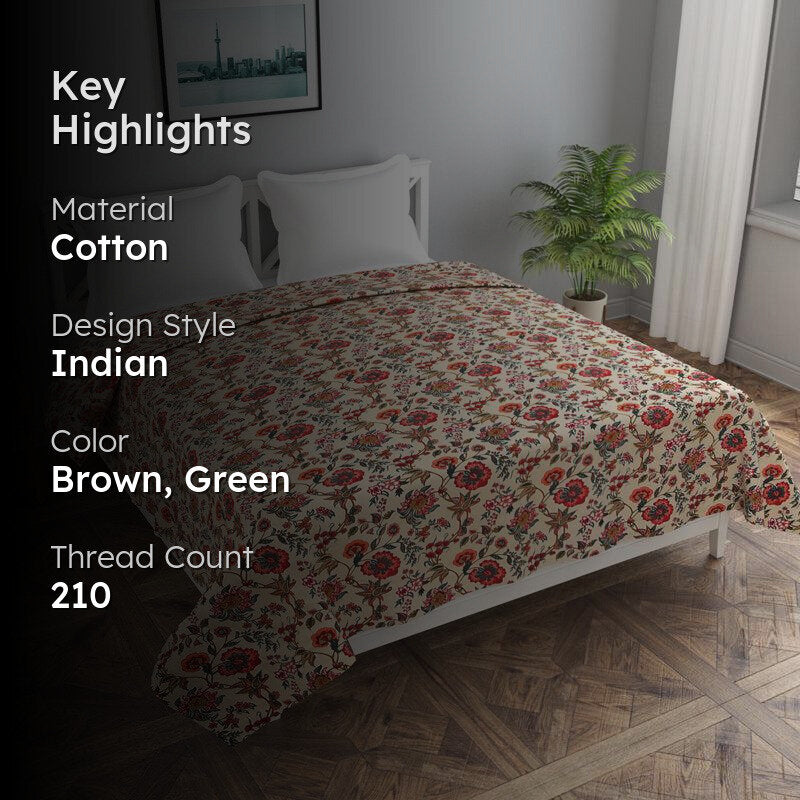 Busy Blooms Floral Cotton Duvet Cover - 210 TC media 2