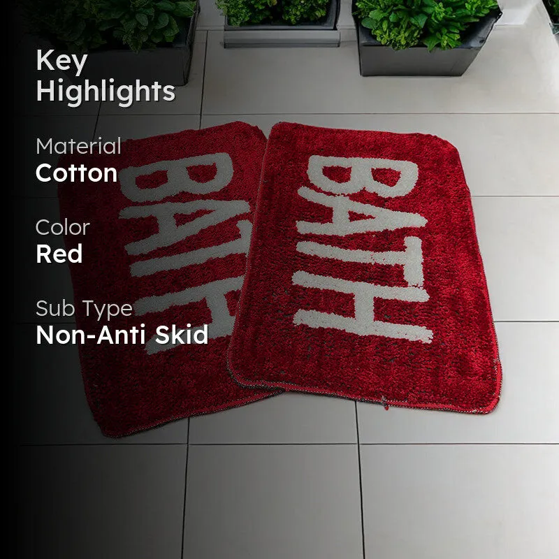 Trama Cotton Bath Mat (Red) - Set Of Two media 2