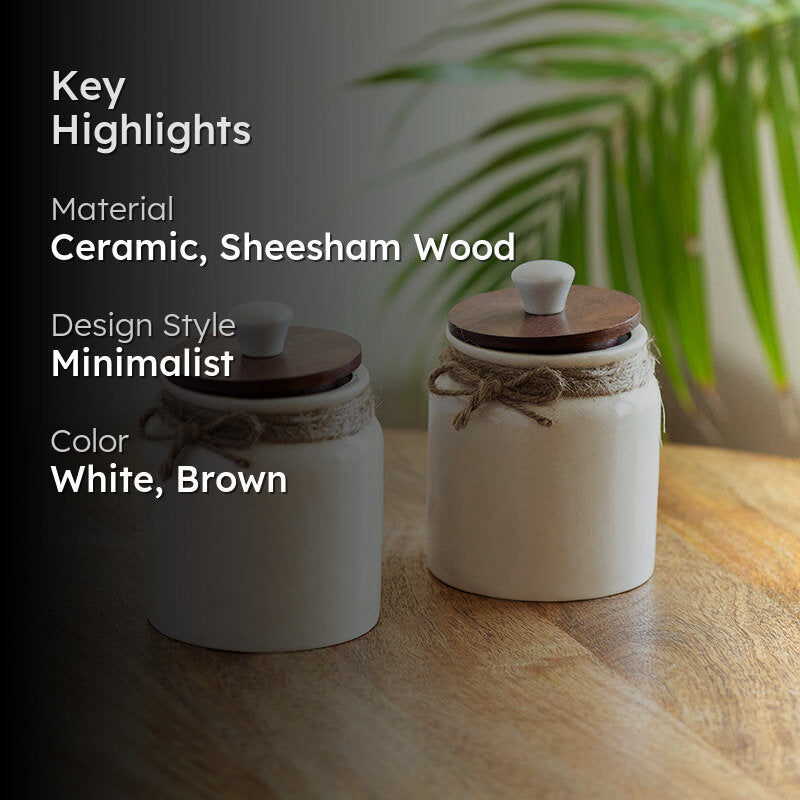 Dune Bow Ceramic Jar (410 mL Each) - Set Of Two media 2