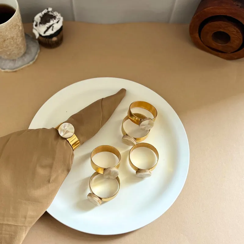 Asher Round Handcrafted Mother Of Pearl Napkin Rings - Set Of Six media 3