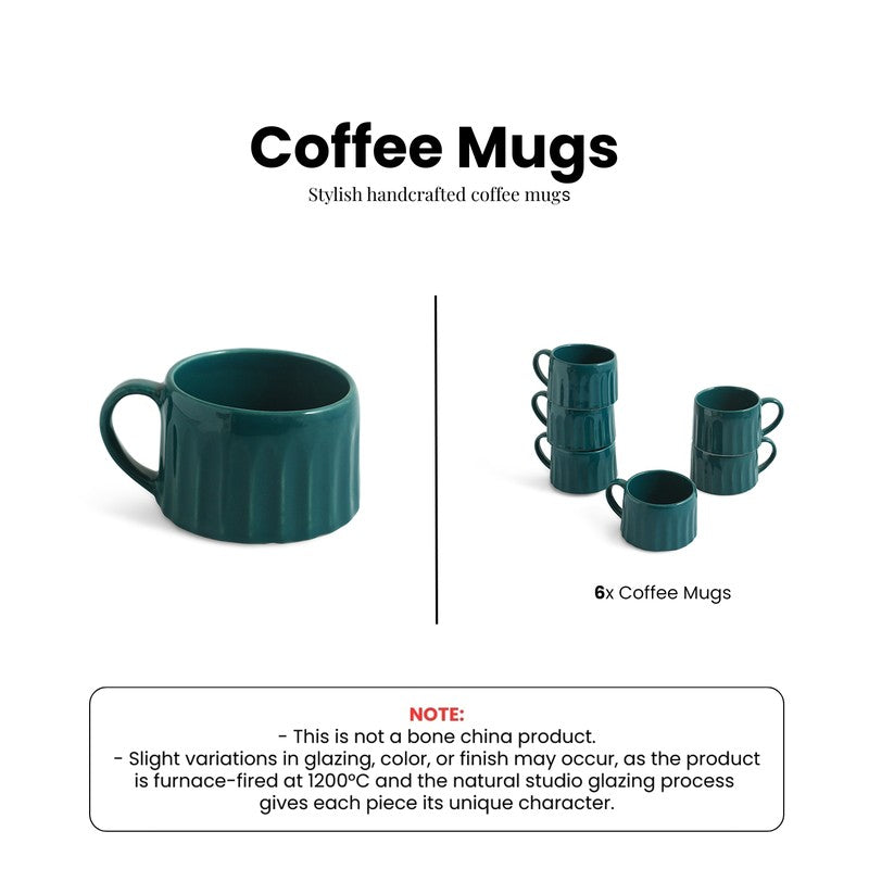 Aqua Ceramic Coffee Mug (250 mL Each) - Set Of Six media 6