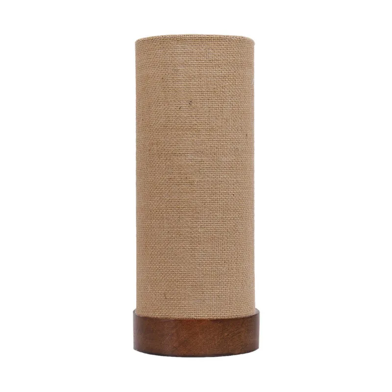 Jaala Tower Wooden Table Lamp With Jute Shade - Brown,Beige media 4