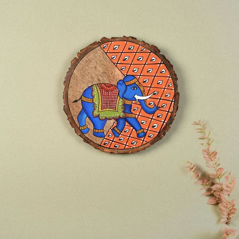 Neel Gaja Pichwai Handpainted Wall Plate media 1