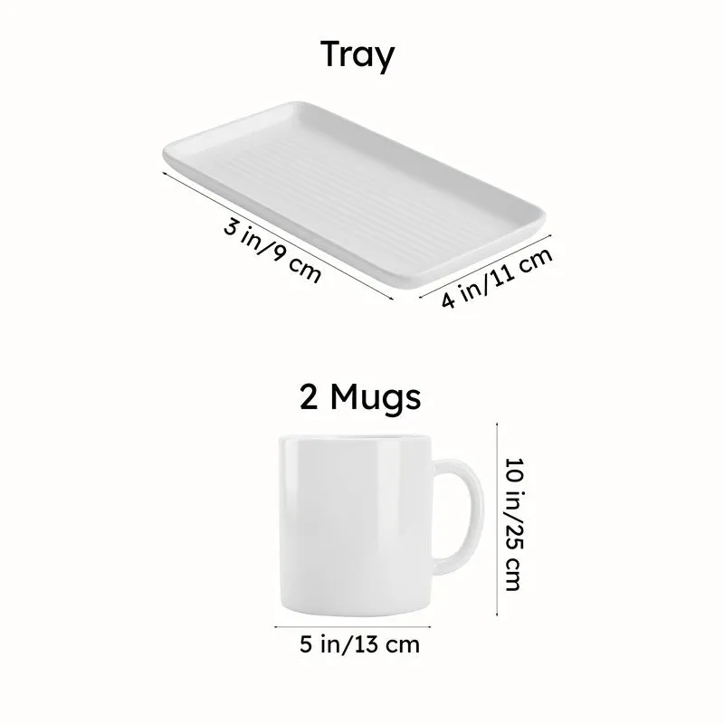 Cristie Ribbed Mugs And Tray Set (Grey) - Set Of Three media 6