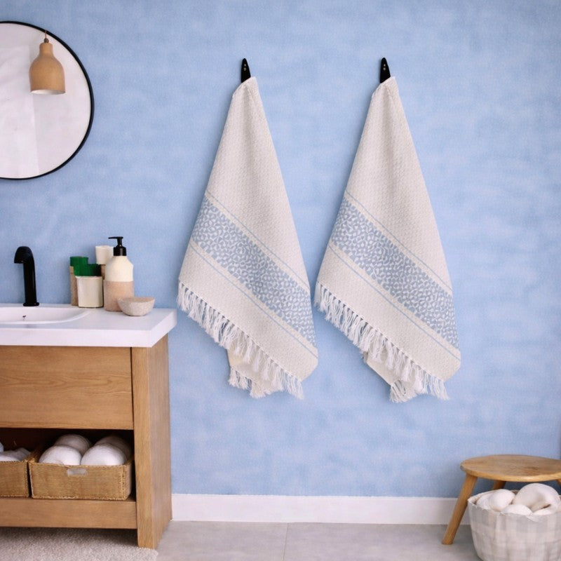 MosacStrip Cotton Hand Towel (Grey) - Set Of Four media 3