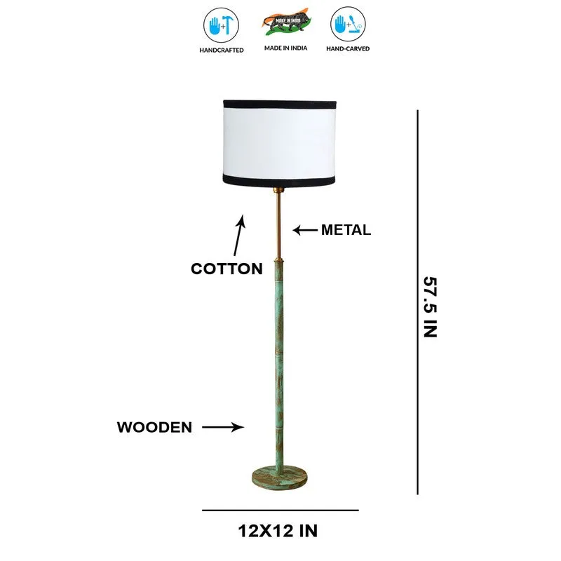 Amber Glow Wooden Floor Lamp - White & Black media 8