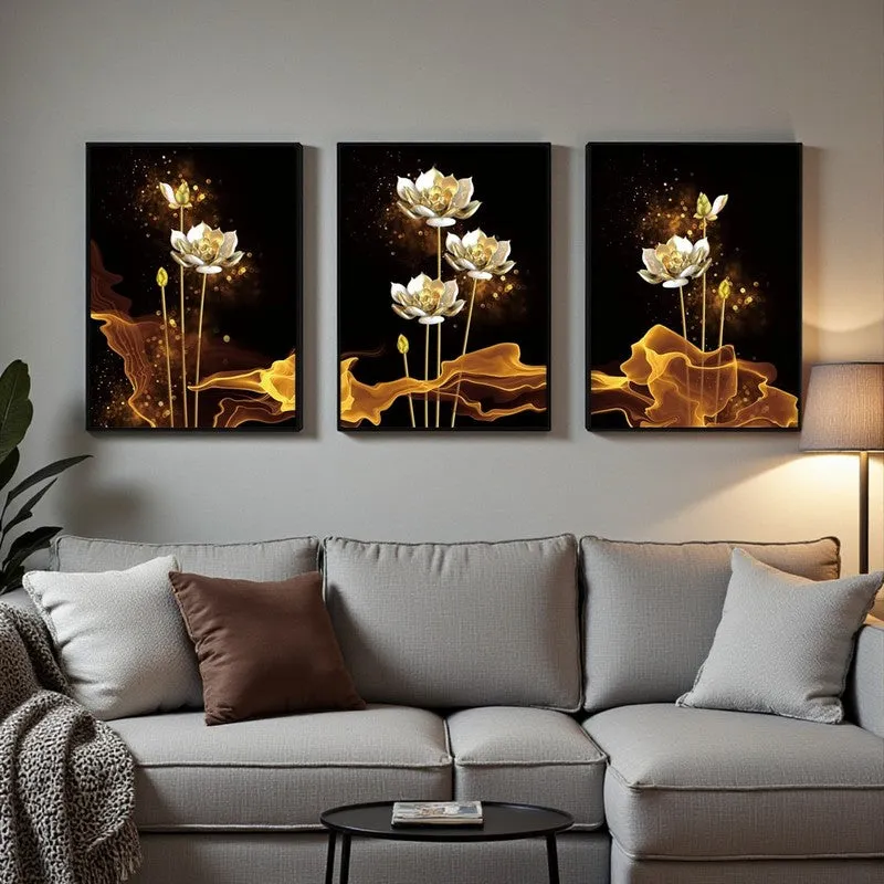 Alba Floral Wall Painting - Set Of Three media 1