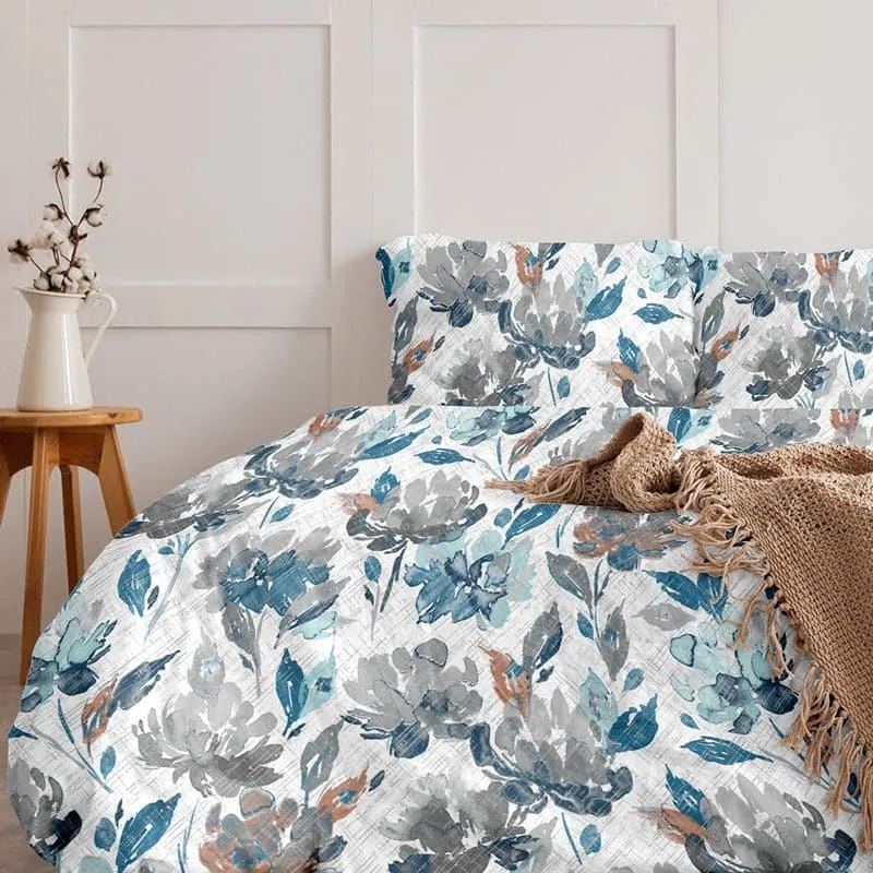Teva Vintage Flora Cotton Bedsheet (Blue) - 254 TC media 5