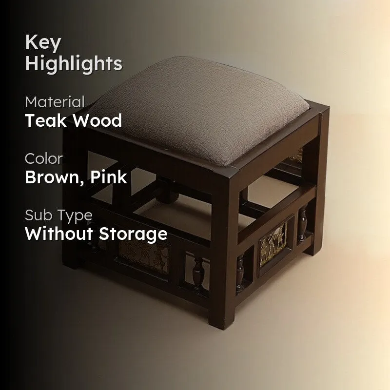 Coco Teak Wood Pouffe media 2