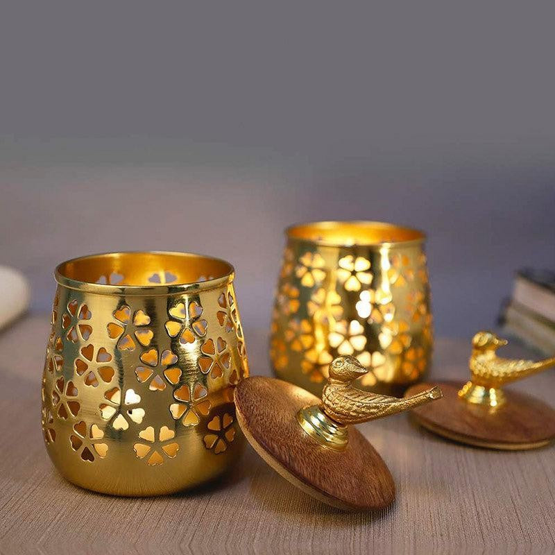 Supriya Tealight Candle Holder With Lid - Set Of Two