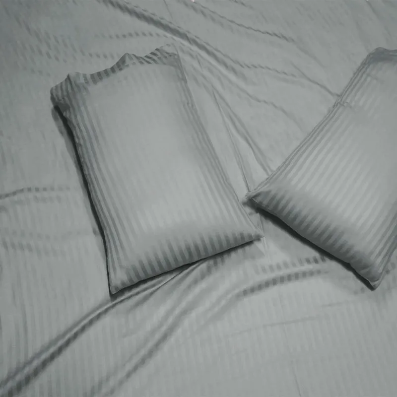 Stripe Charm Cotton Pillow Cover (Light Grey) - Set Of Two media 4