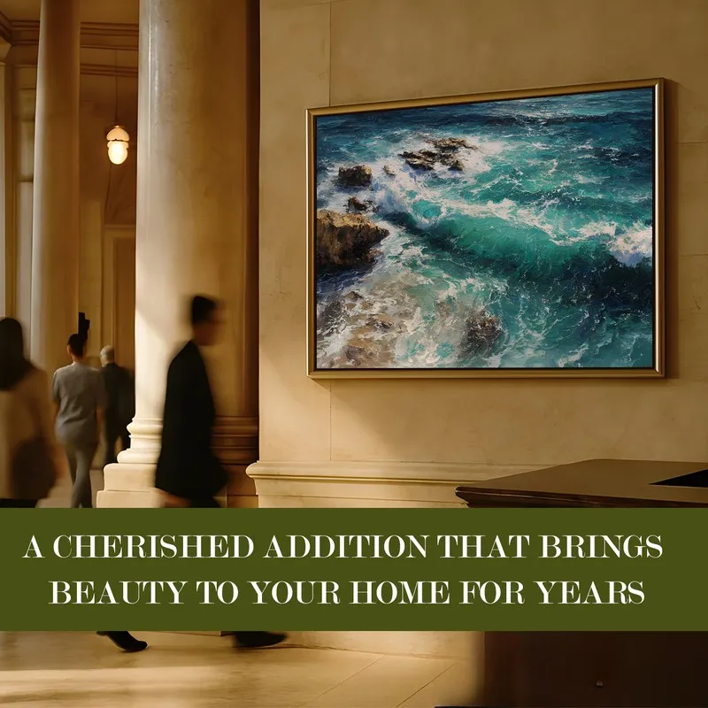 Turquoise Surge Canvas Wall Painting With Frame media 7