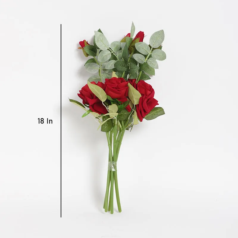 Faux Red Rose Sticks - Set Of Six media 4